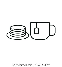 Tea and pancake set food icon vector basic design simple and modern concept graphic