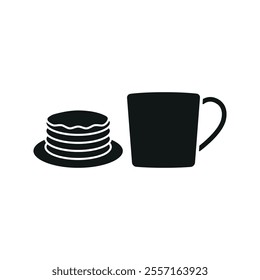 Tea and pancake set food icon vector basic design simple and modern concept graphic