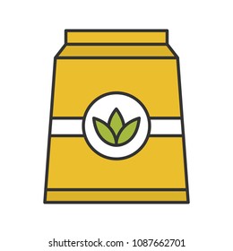 Tea paper package color icon. Isolated vector illustration