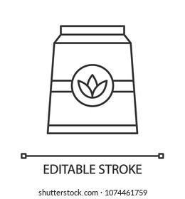 Tea paper package linear icon. Thin line illustration. Contour symbol. Vector isolated outline drawing. Editable stroke