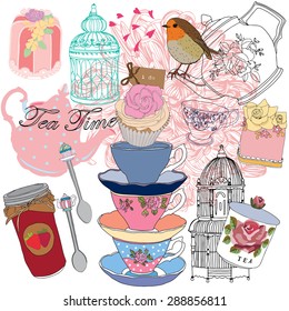 Tea party with birdcage