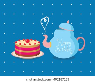 Tea party birthday. Birthday Party Invitation. Card Template