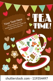 tea party card design. vector illustration