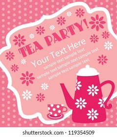 Tea Party Card Design. Vector Illustration