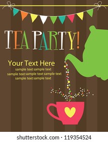 Tea Party Card Design. Vector Illustration