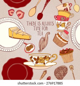 tea party card design. vector illustration.