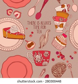 tea party card design. vector illustration.