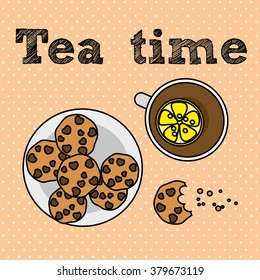 tea party card design. vector illustration