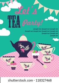 tea party card. vector illustration