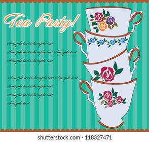 tea party card. vector illustration