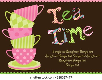 tea party card. vector illustration