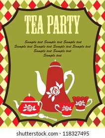 tea party card. vector illustration