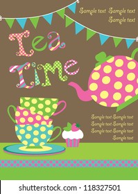 tea party card. vector illustration