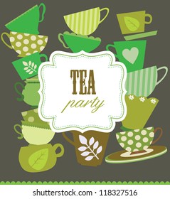 tea party card. vector illustration