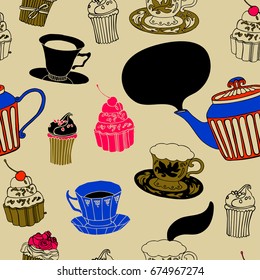 tea party card, vector illustration.