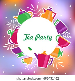 Tea party card. Vector illustration.