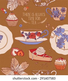 Tea party card.Vector illustration.