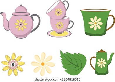 Tea Party Clipart Set, Vector



