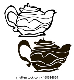 Tea party. cups and teapots 