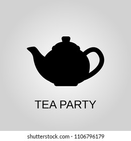 Tea party icon. Tea party symbol. Flat design. Stock - Vector illustration