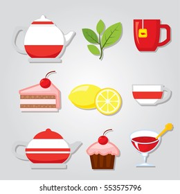 Tea party icons set.