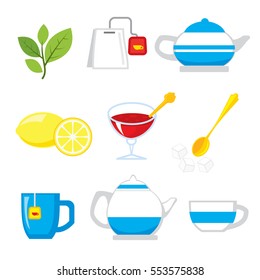 Tea party icons set.