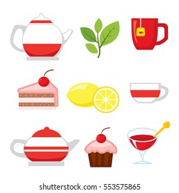 Tea party icons set.