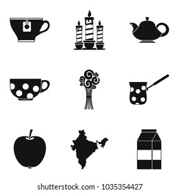 Tea party icons set. Simple set of 9 tea party vector icons for web isolated on white background