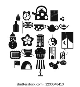 Tea party icons set. Simple set of 25 tea party vector icons for web isolated on white background