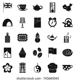 Tea party icons set. Simple set of 25 tea party vector icons for web isolated on white background