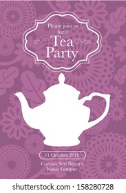 Tea Party Invitation Card Template Vector/illustration