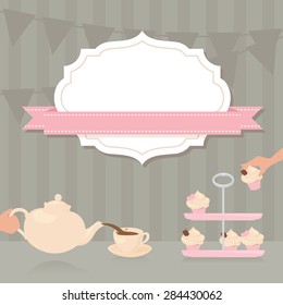 Tea Party Invitation With Copy Space.