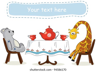 Tea Party - invitation or postcard for children