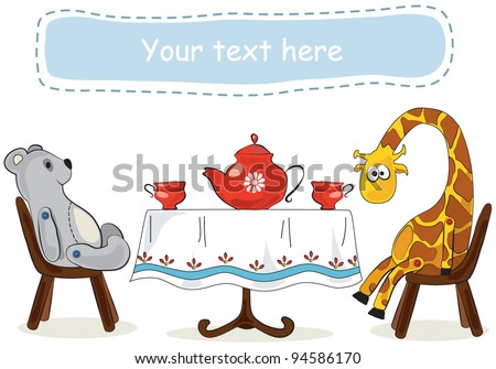 Tea Party - invitation or postcard for children