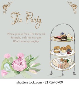 Tea party invitation vector file