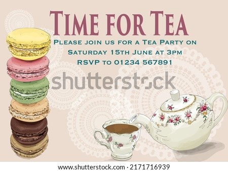 Tea party invitation vector file