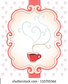 Tea party invitation vintage style frame. Vector illustration.