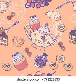 Tea Party  Pattern From a Sketch