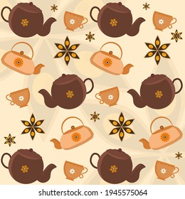 Tea party pattern vector design