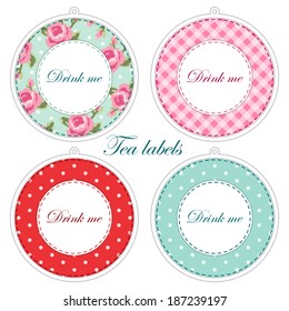 Tea party printables as tea labels,cupcake toppers or tags in shabby chic style