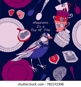 Tea party, vector decorative illustration.