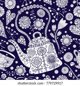 Tea party. Vector seamless pattern.