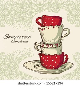 Tea party vintage background - vector