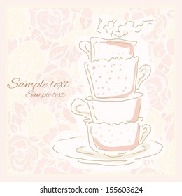 Tea party vintage background - vector