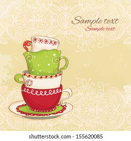 Tea party vintage background - vector