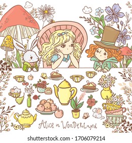 Tea party/ wonderland collection/cute little girl Alice