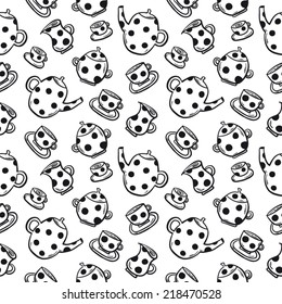 Tea pattern black and white