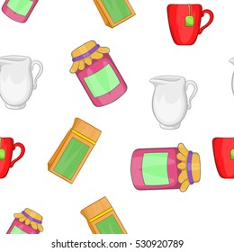 Tea pattern. Cartoon illustration of tea vector pattern for web