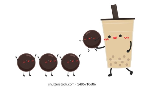 Tea pearl character design. Tea pearl ball character. free space for text. Tea pearl vector. Tea pearl vector.