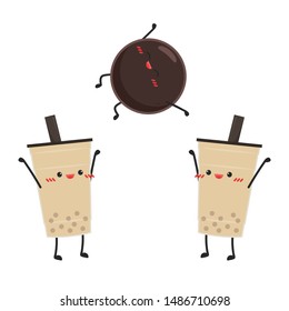 Tea pearl character design. Tea pearl ball character. free space for text. Tea pearl vector. Tea pearl vector.